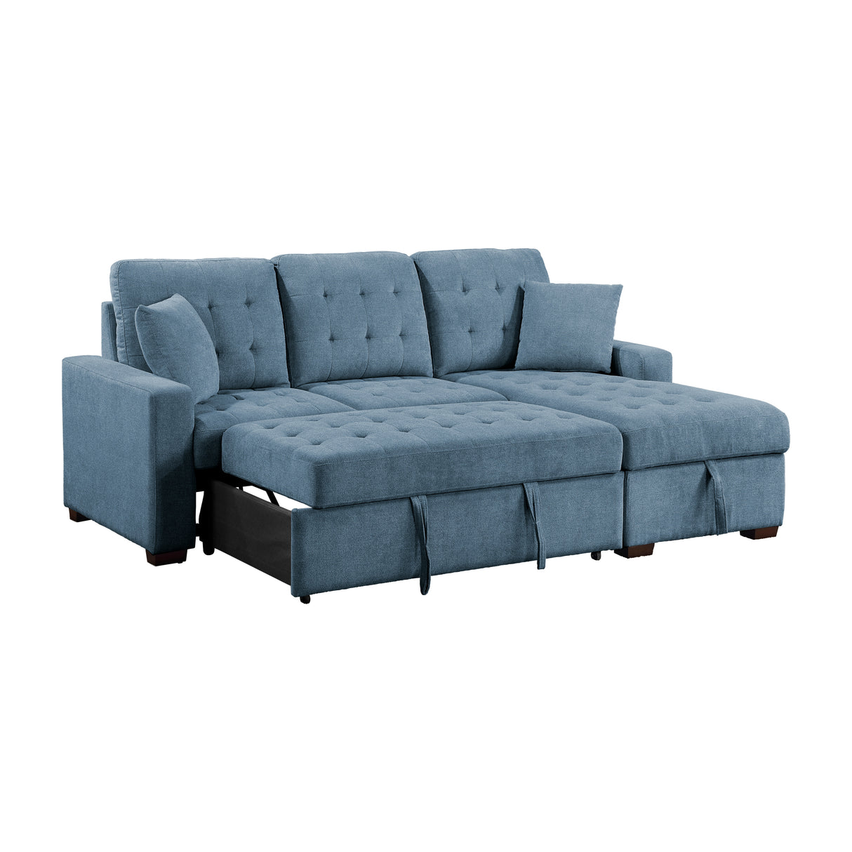 Waitsfield Blue 2-Piece Sectional with Right Chaise, Pull-out Bed and Hidden Storage from Homelegance - Luna Furniture