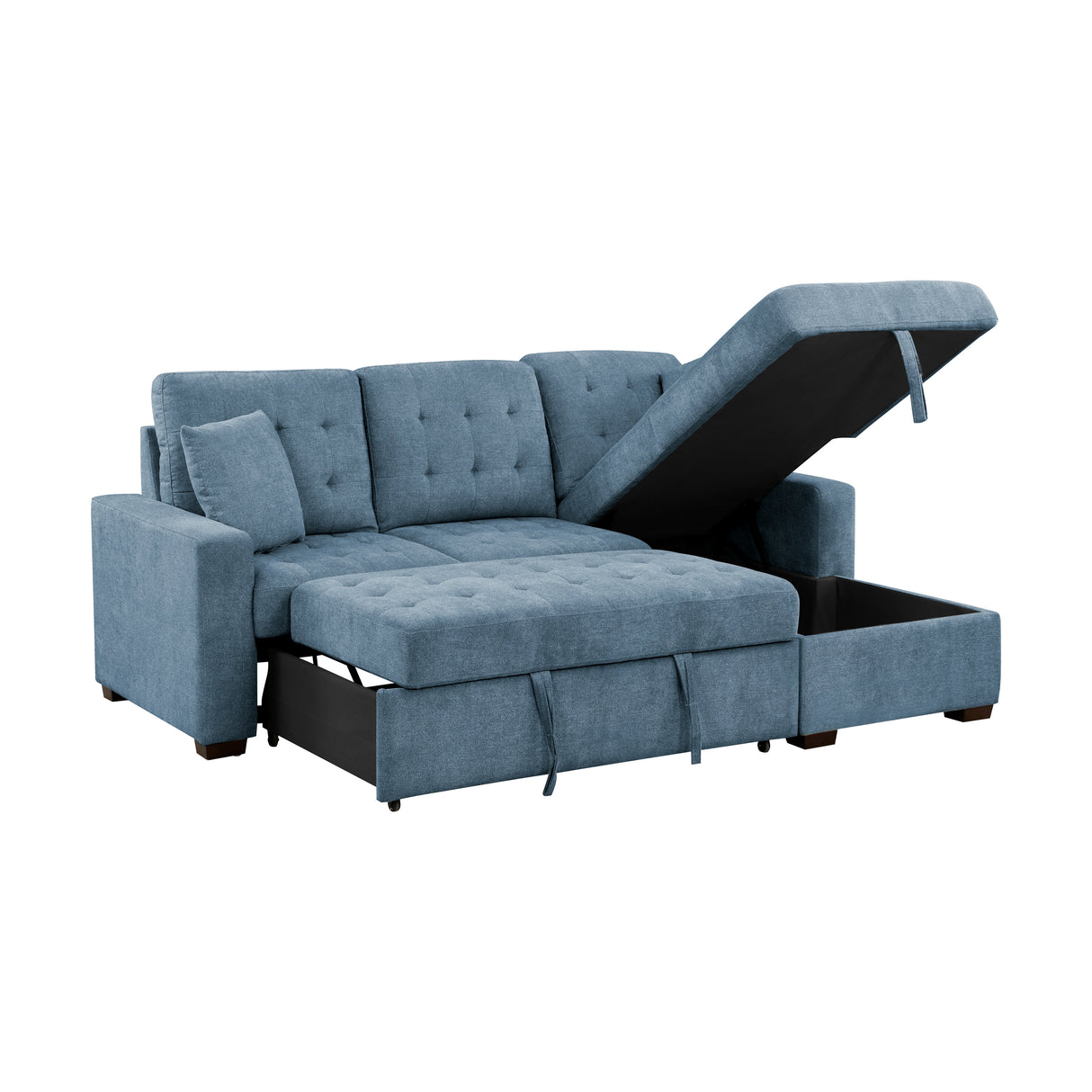 Waitsfield Blue 2-Piece Sectional with Right Chaise, Pull-out Bed and Hidden Storage from Homelegance - Luna Furniture