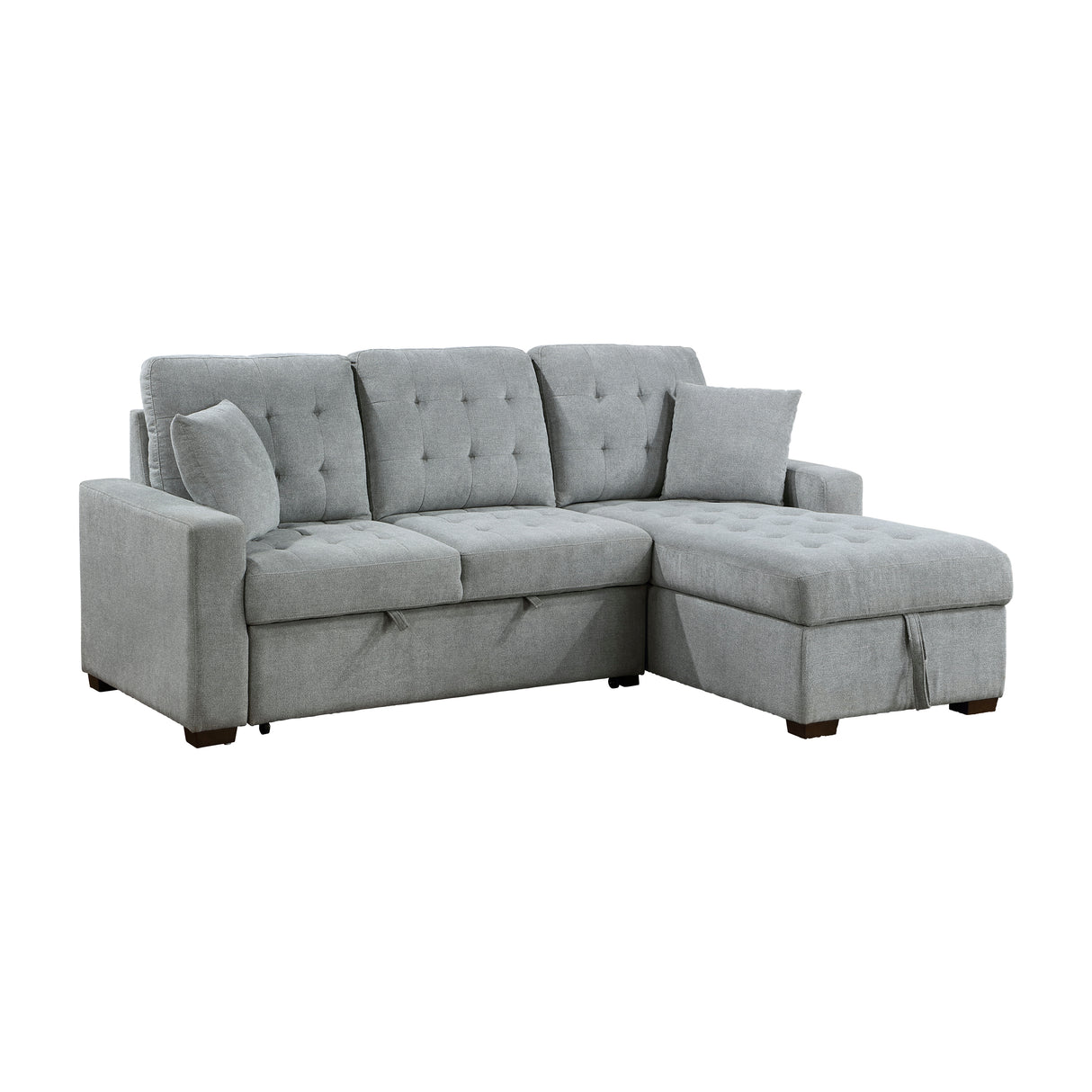 Waitsfield Gray 2-Piece Sectional with Right Chaise, Pull-out Bed and Hidden Storage from Homelegance - Luna Furniture