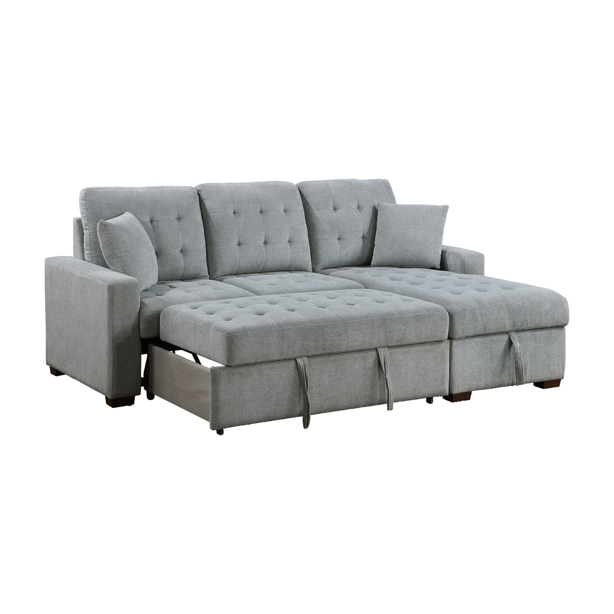 Waitsfield Gray 2-Piece Sectional with Right Chaise, Pull-out Bed and Hidden Storage from Homelegance - Luna Furniture