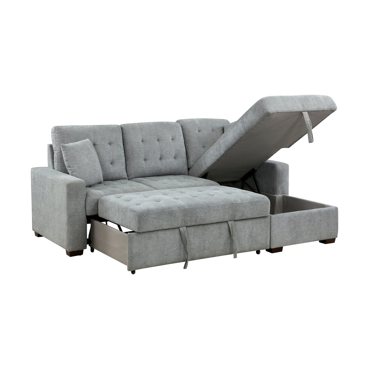 Waitsfield Gray 2-Piece Sectional with Right Chaise, Pull-out Bed and Hidden Storage from Homelegance - Luna Furniture
