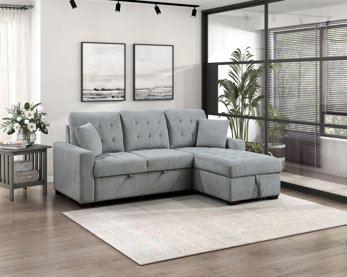 Waitsfield Gray 2-Piece Sectional with Right Chaise, Pull-out Bed and Hidden Storage from Homelegance - Luna Furniture