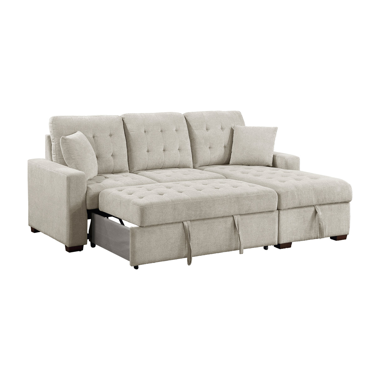 Waitsfield Sand 2-Piece Sectional with Right Chaise, Pull-out Bed and Hidden Storage from Homelegance - Luna Furniture