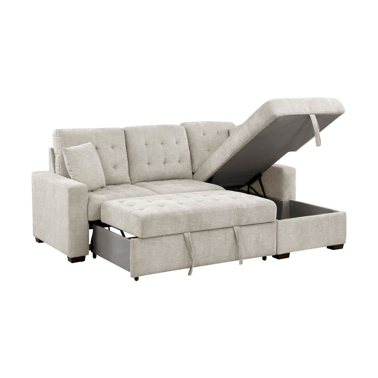 Waitsfield Sand 2-Piece Sectional with Right Chaise, Pull-out Bed and Hidden Storage from Homelegance - Luna Furniture