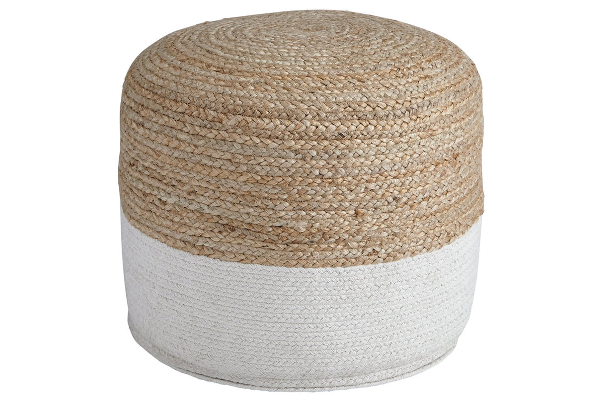 Sweed Valley Natural/White Pouf from Ashley - Luna Furniture