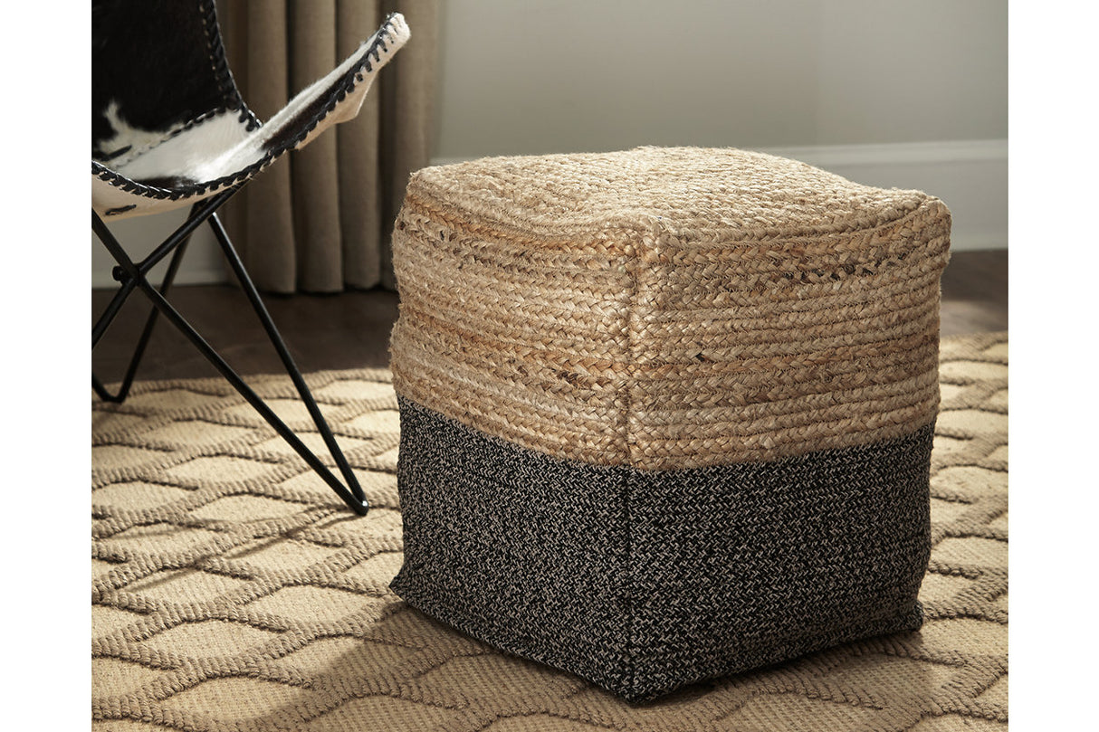Sweed Valley Natural/Black Pouf from Ashley - Luna Furniture