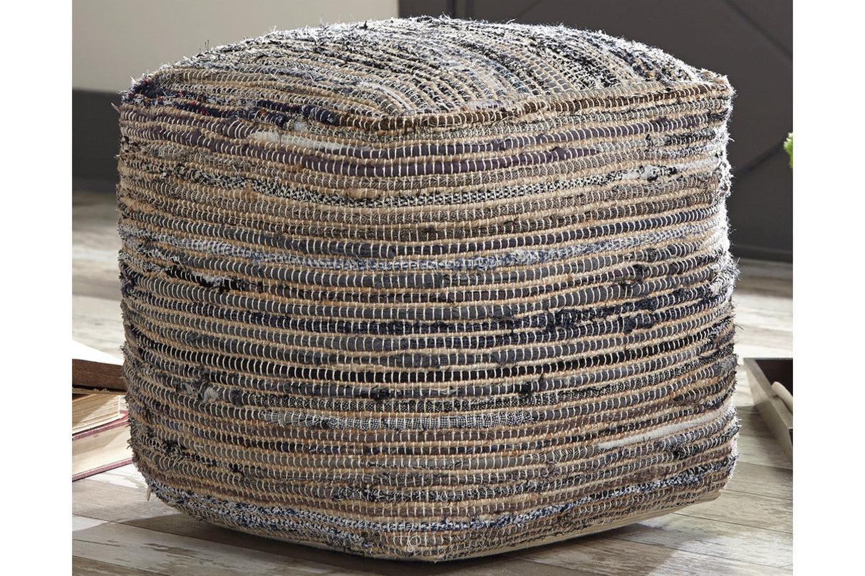 Absalom Denim Pouf from Ashley - Luna Furniture