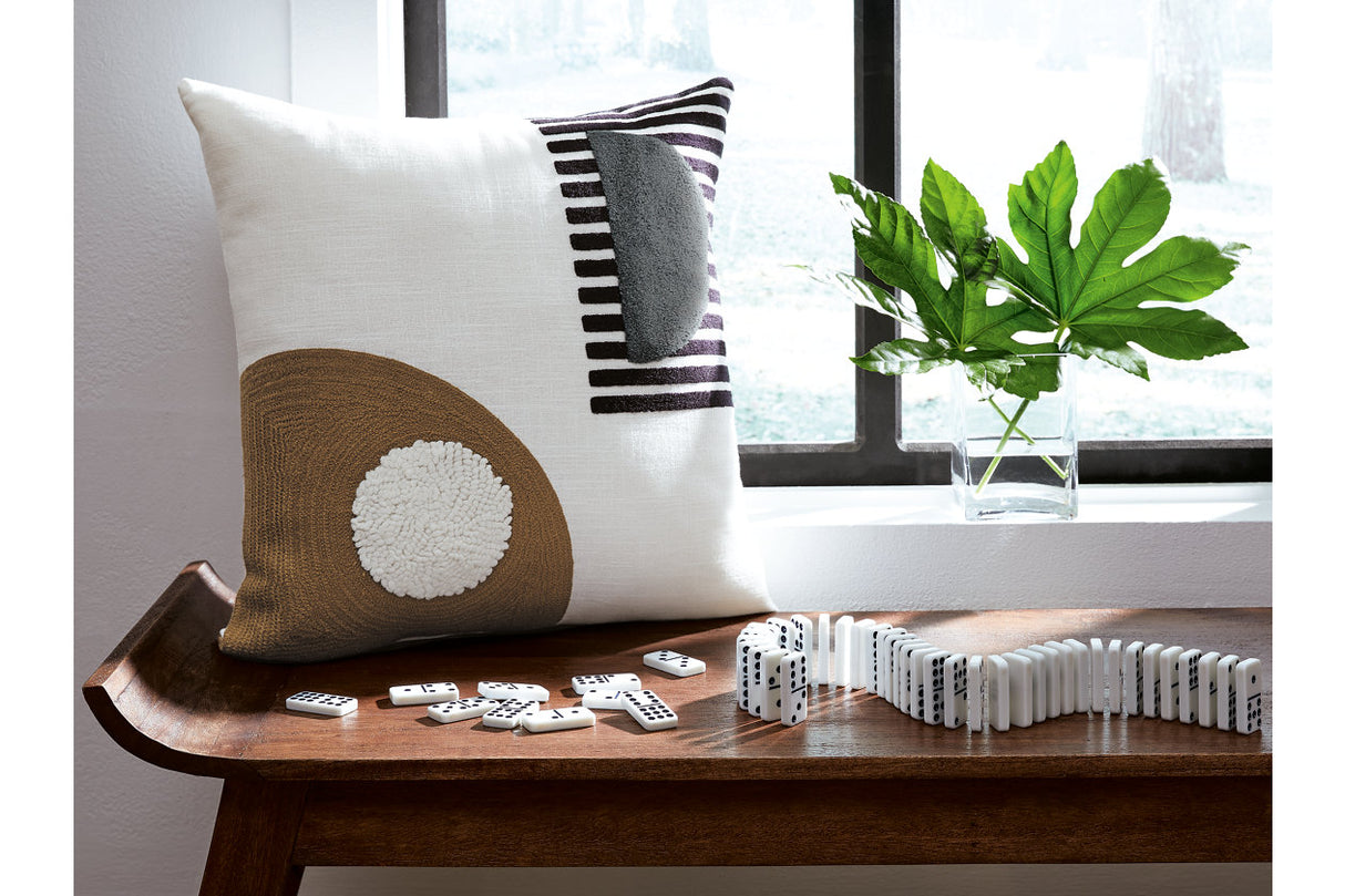 Longsum Black/White/Honey Pillow from Ashley - Luna Furniture