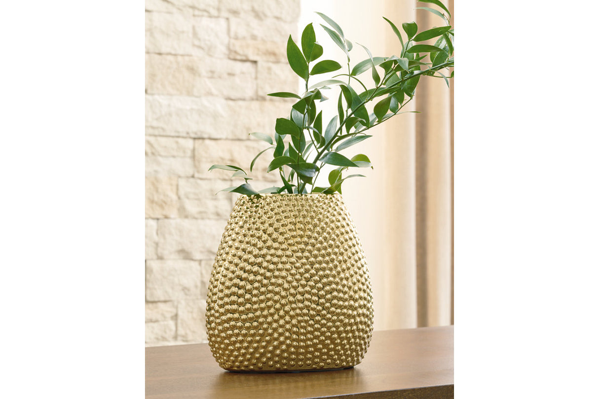 Efim Gold Finish Vase from Ashley - Luna Furniture
