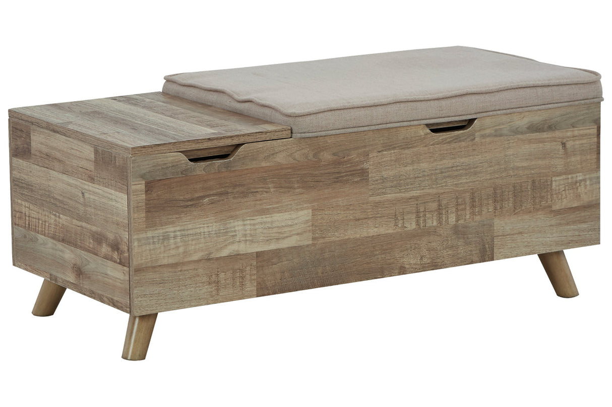 Gerdanet Beige/Brown Storage Bench from Ashley - Luna Furniture