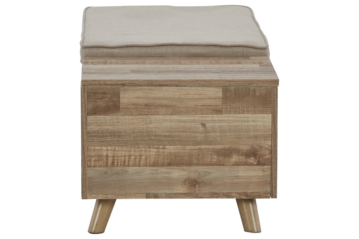 Gerdanet Beige/Brown Storage Bench from Ashley - Luna Furniture