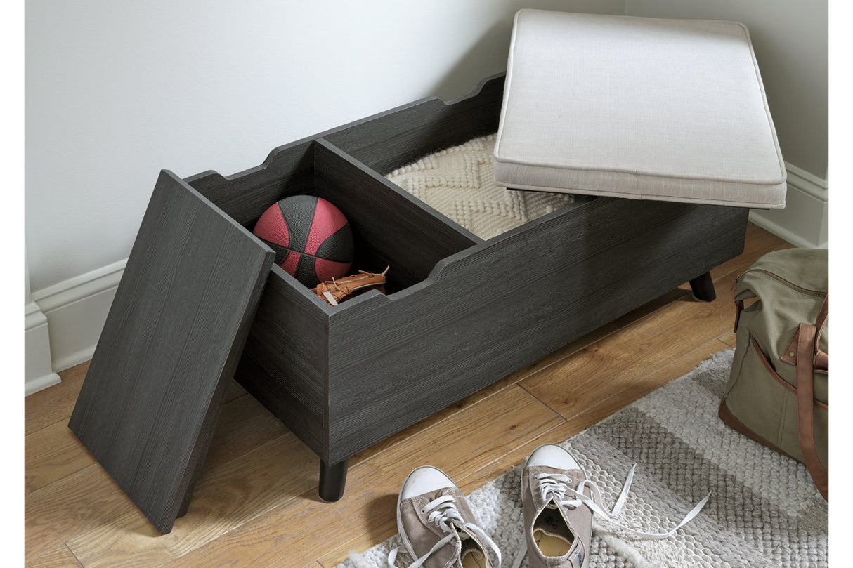 Yarlow Linen/Gray Storage Bench from Ashley - Luna Furniture