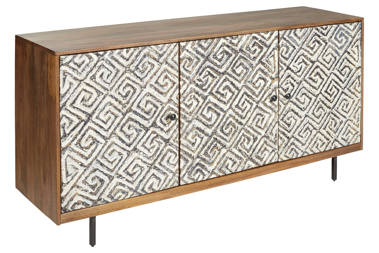 Kerrings Brown/Black/White Accent Cabinet from Ashley - Luna Furniture