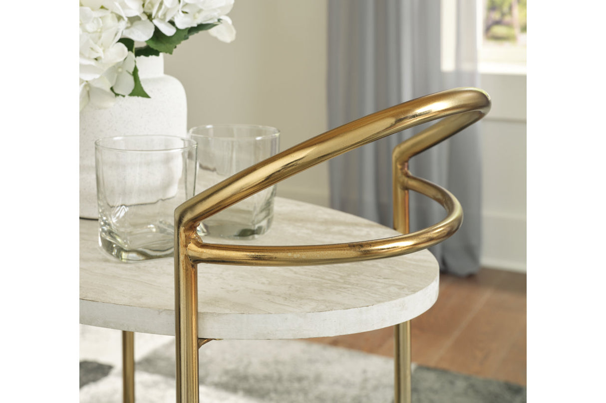 Tarica Cream/Gold Finish Bar Cart from Ashley - Luna Furniture