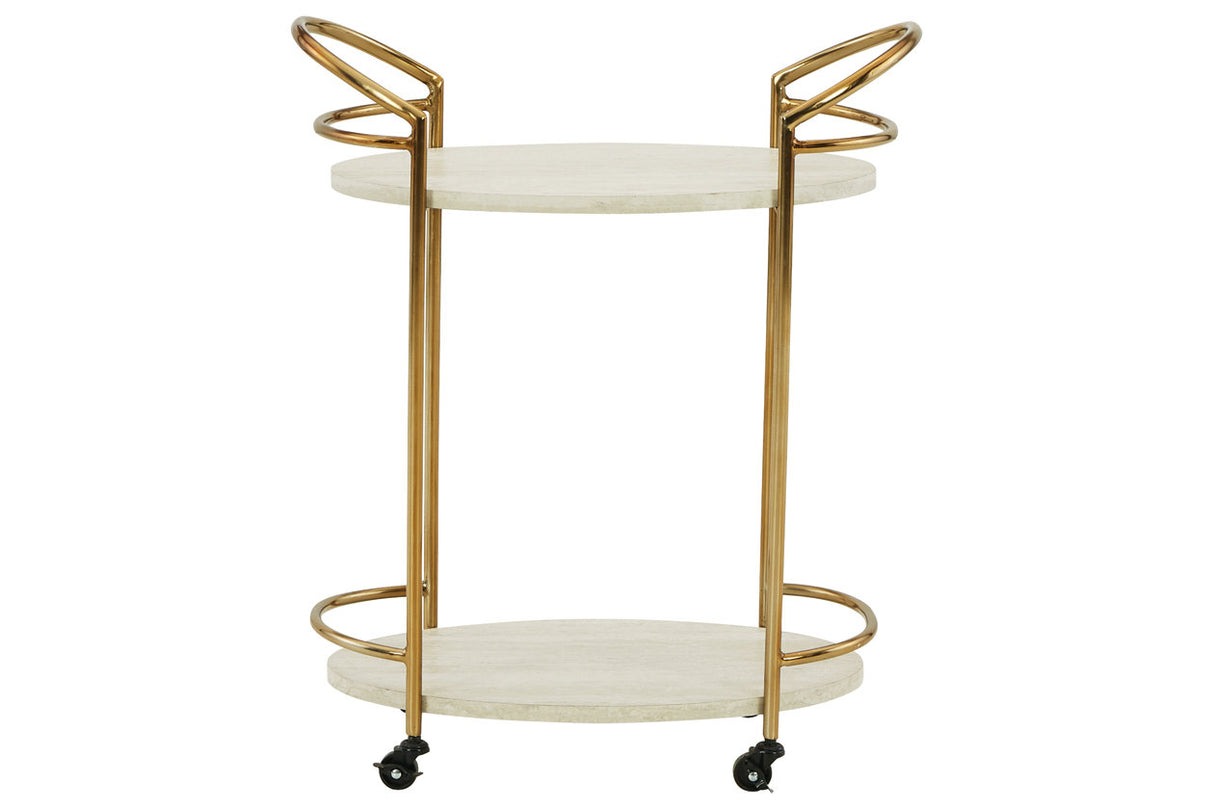 Tarica Cream/Gold Finish Bar Cart from Ashley - Luna Furniture