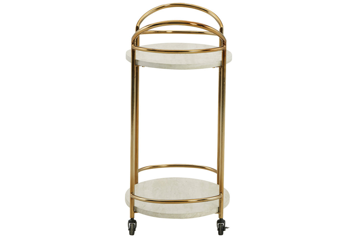 Tarica Cream/Gold Finish Bar Cart from Ashley - Luna Furniture