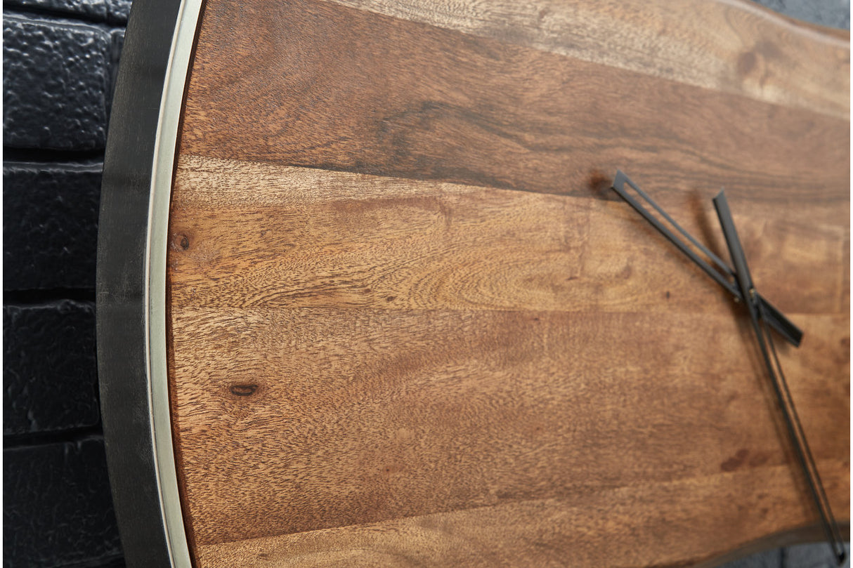 Panchali Brown/Silver Finish Wall Clock from Ashley - Luna Furniture