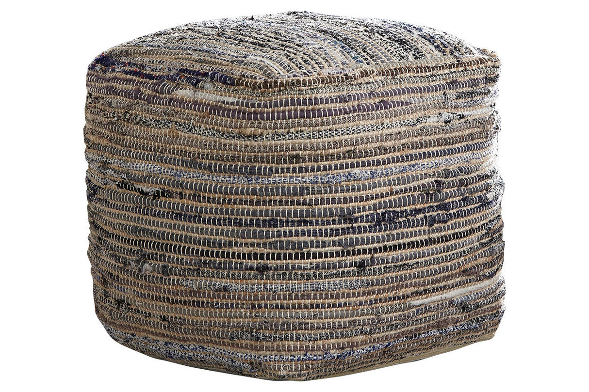 Absalom Denim Pouf from Ashley - Luna Furniture