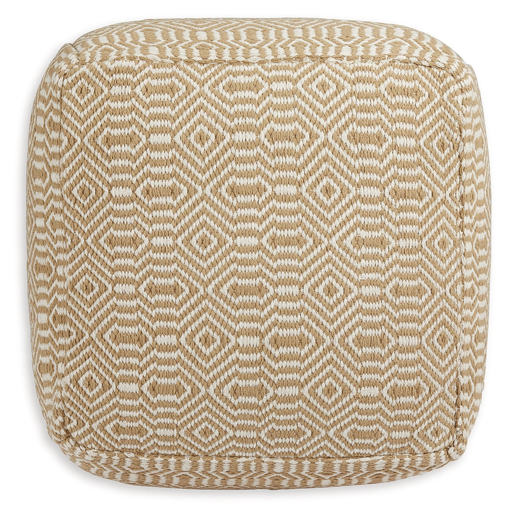 Adamont Tan/Ivory Pouf from Ashley - Luna Furniture