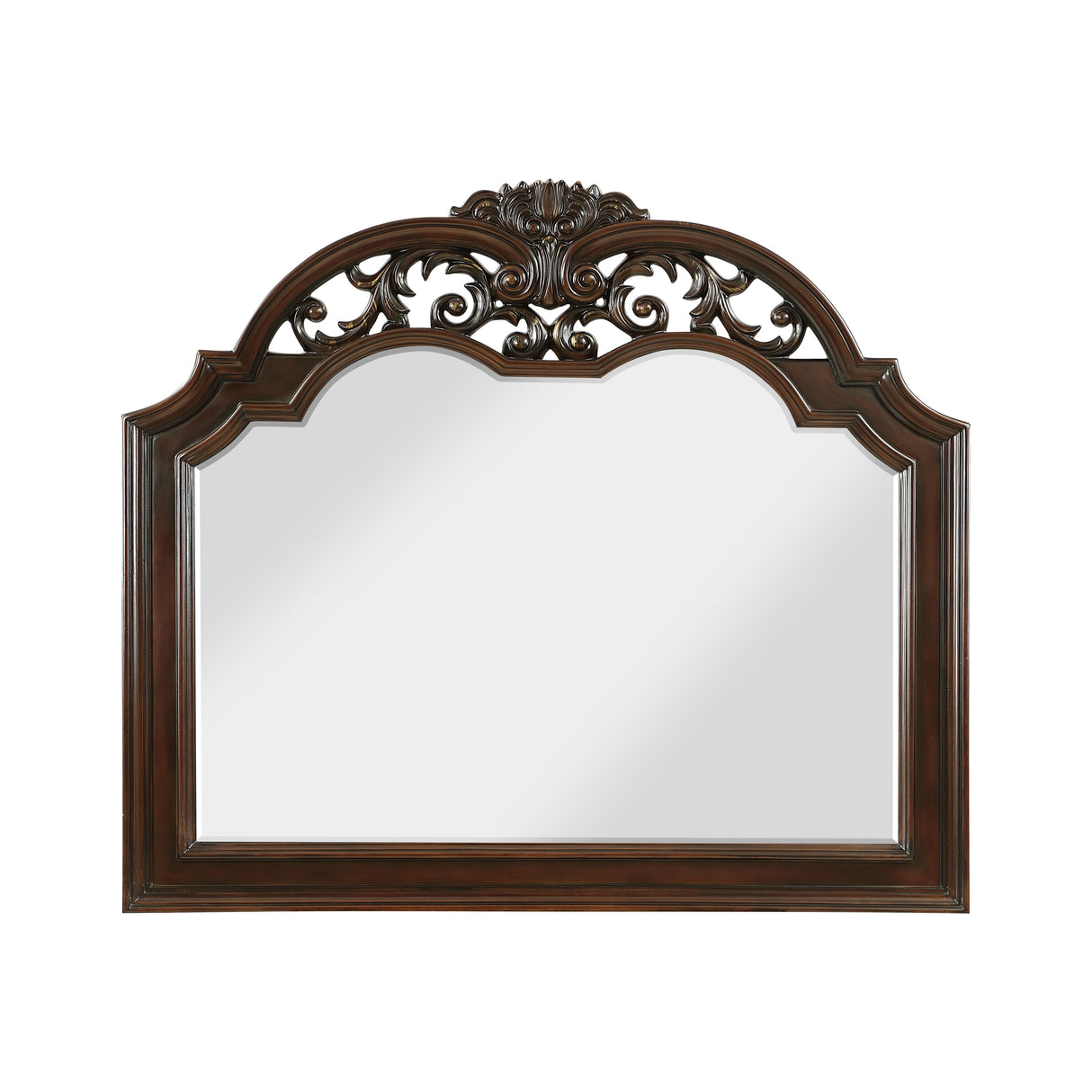 Adelina Cherry 4-Piece Poster Bedroom Set (Queen Bed, Nightstand, Dresser, Mirror) from Homelegance - Luna Furniture