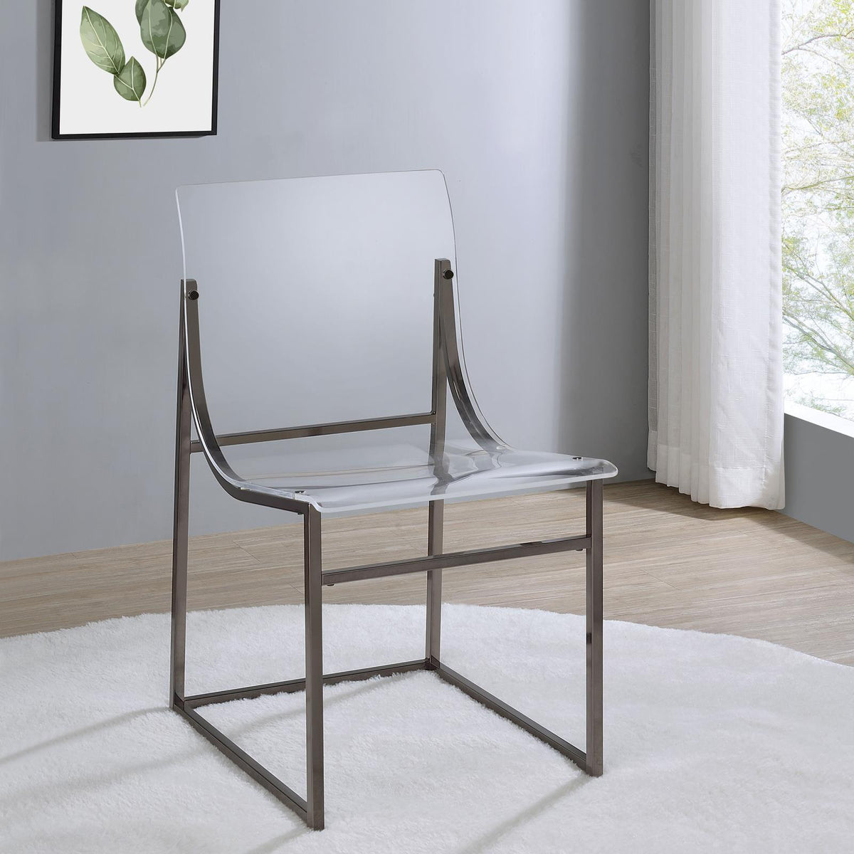 Adino Clear and Black Nickel Acrylic Dining Side Chair, Set of 2 from Coaster - Luna Furniture
