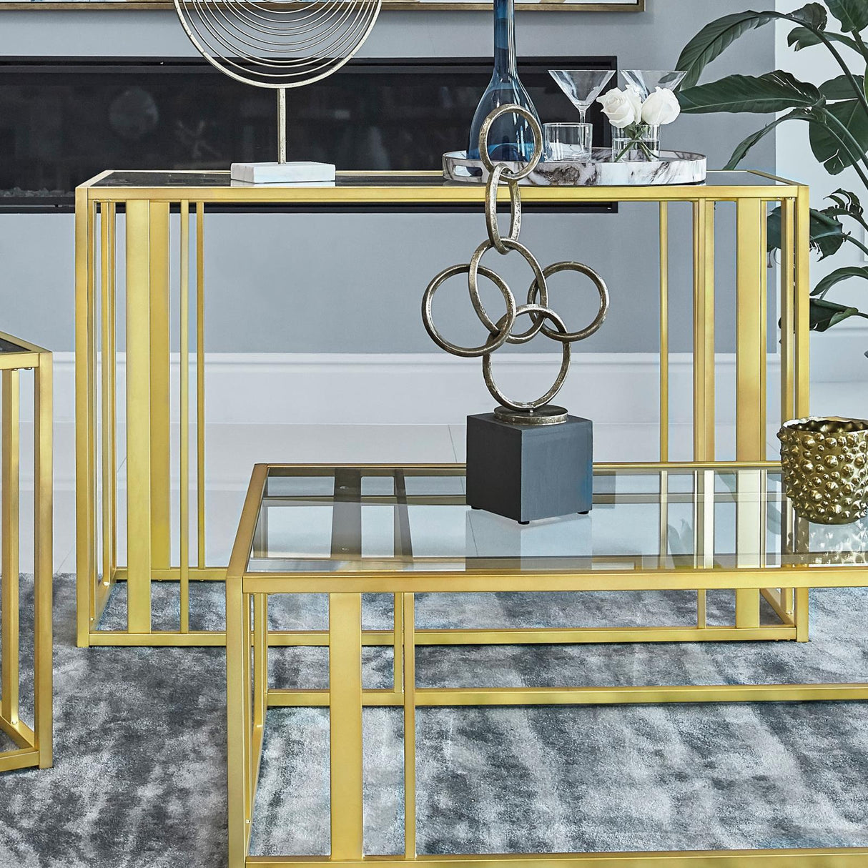 Adri Matte Brass Metal Frame Sofa Table from Coaster - Luna Furniture