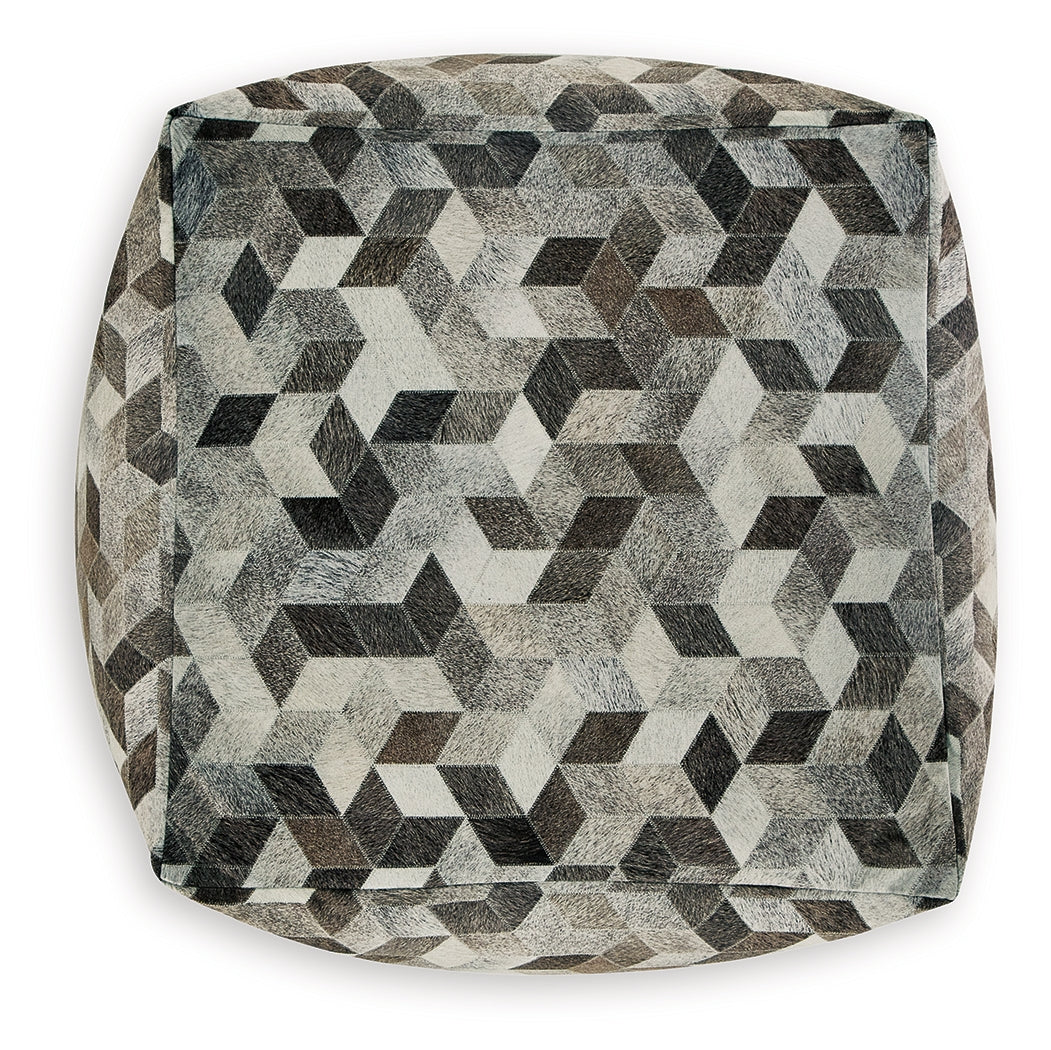 Albermarle Gray/Brown Pouf from Ashley - Luna Furniture