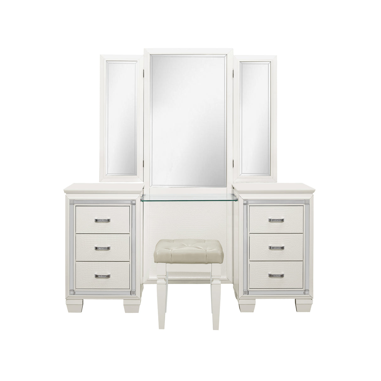Allura White Vanity Dresser with Mirror from Homelegance - Luna Furniture