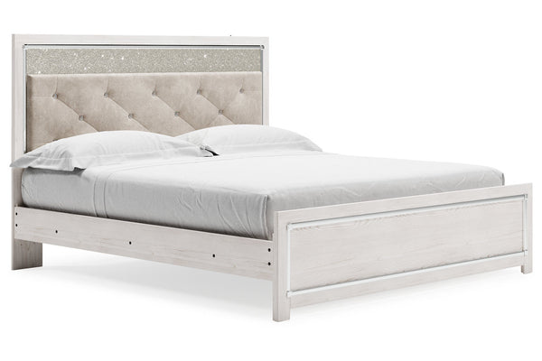 Altyra White King Upholstered Panel Bed