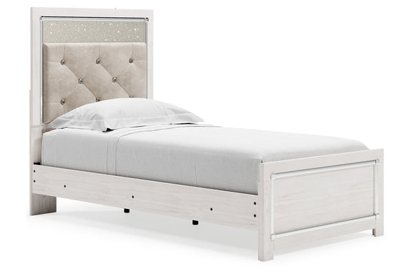 Altyra White Twin Upholstered Panel Bed