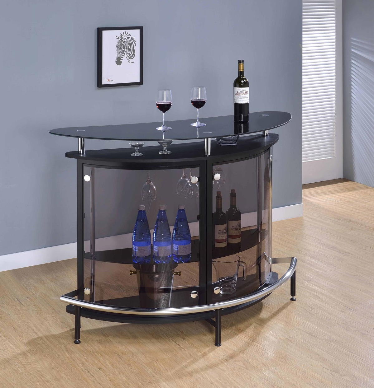 Amarillo Black and Chrome 2-Tier Bar Unit from Coaster - Luna Furniture