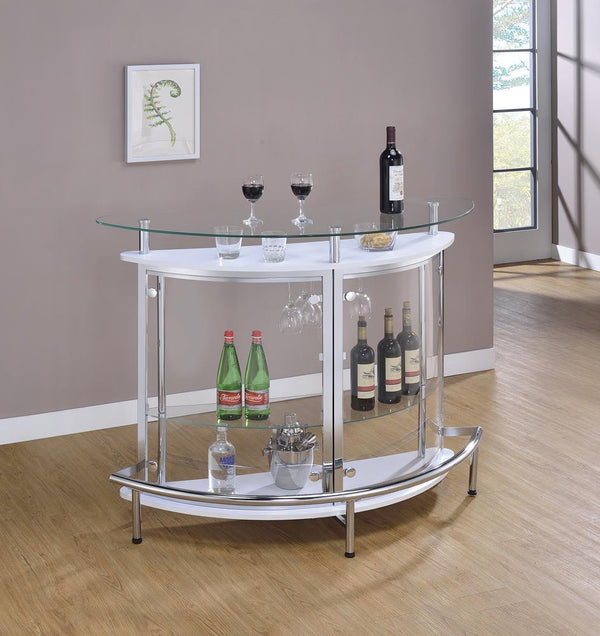 Amarillo White and Chrome 2-Tier Bar Unit