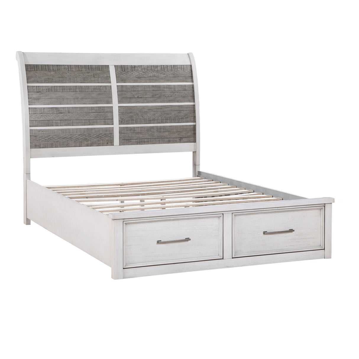 Ambrose Antique White/Gray Queen Platform Bed, Dresser, Mirror and Nightstand from Homelegance - Luna Furniture