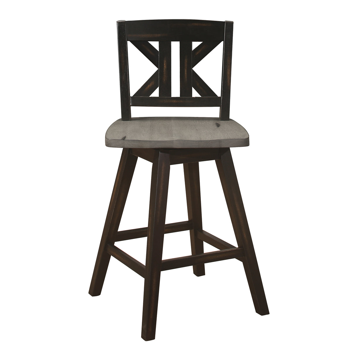 Amsonia Gray/Black Divided X-Back Swivel Counter Height Chairs, Set of 2 from Homelegance - Luna Furniture