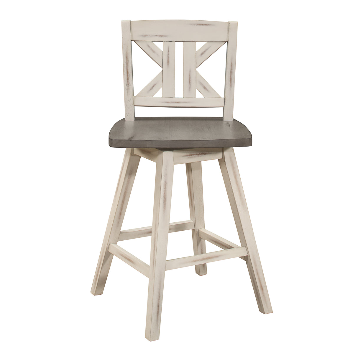 Amsonia Gray/White Divided X-Back Swivel Counter Height Chairs, Set of 2 from Homelegance - Luna Furniture