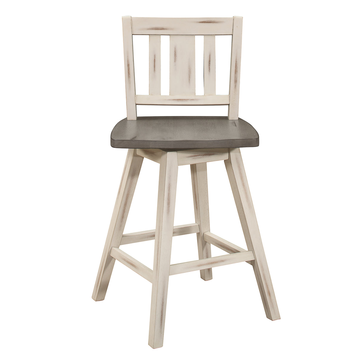 Amsonia Gray/White Slat Back Swivel Counter Height Chairs, Set of 2 from Homelegance - Luna Furniture