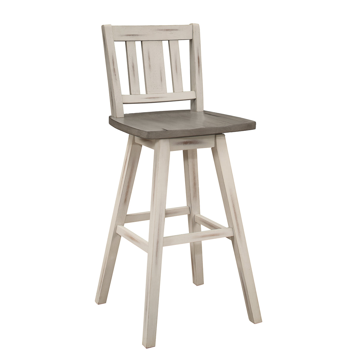 Amsonia Gray/White Slat Back Swivel Pub Height Chairs, Set of 2 from Homelegance - Luna Furniture