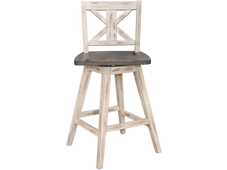 Amsonia Gray/White X-Back Swivel Counter Height Chair, Set of 2 from Homelegance - Luna Furniture