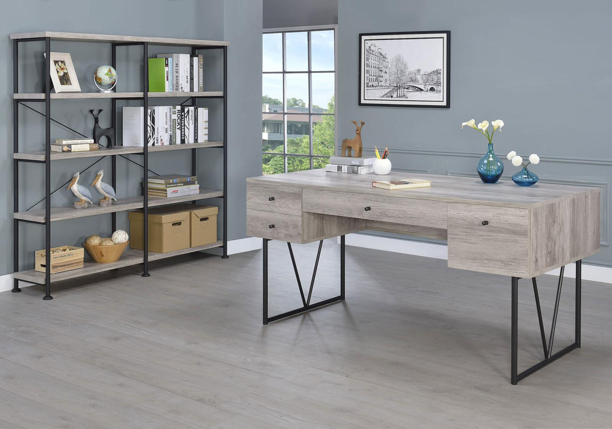 Analiese Gray Driftwood 4-Drawer Writing Desk from Coaster - Luna Furniture