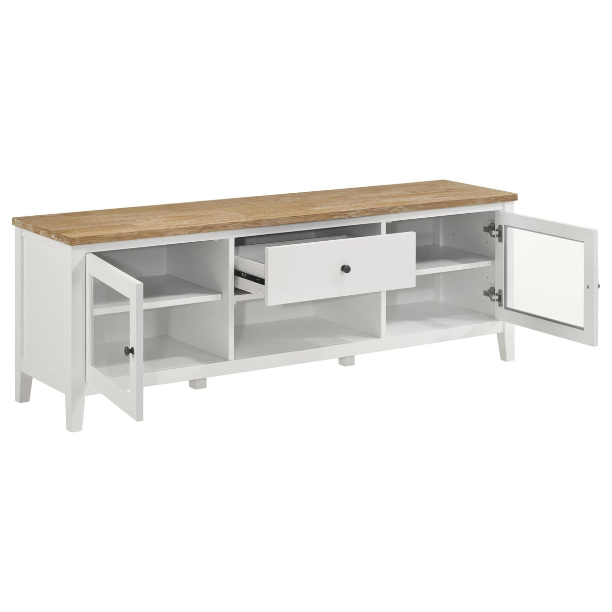 Angela Brown and White 2-Door Wooden 67" TV Stand from Coaster - Luna Furniture