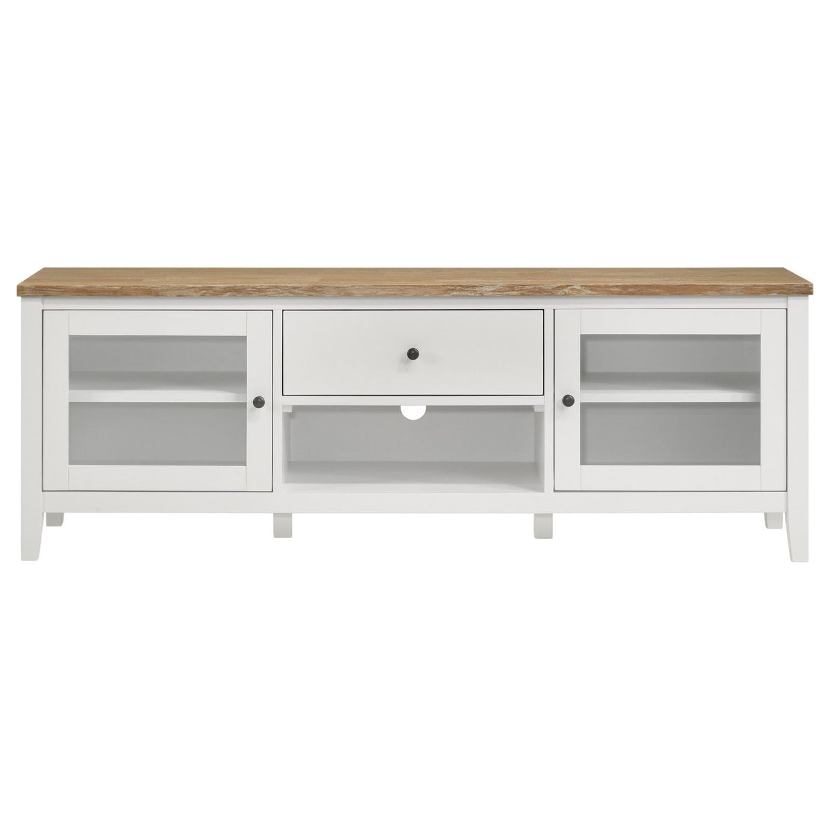 Angela Brown and White 2-Door Wooden 67" TV Stand from Coaster - Luna Furniture