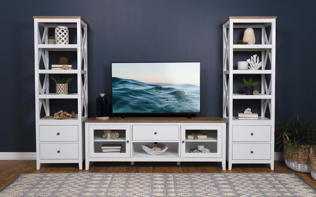 Angela Brown and White 4-Shelf Wooden Media Tower with Drawers from Coaster - Luna Furniture