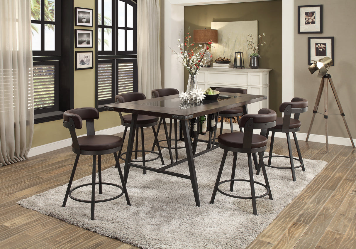 Appert Brown/Dark Gray Swivel Counter Height Chair, Set of 2 from Homelegance - Luna Furniture