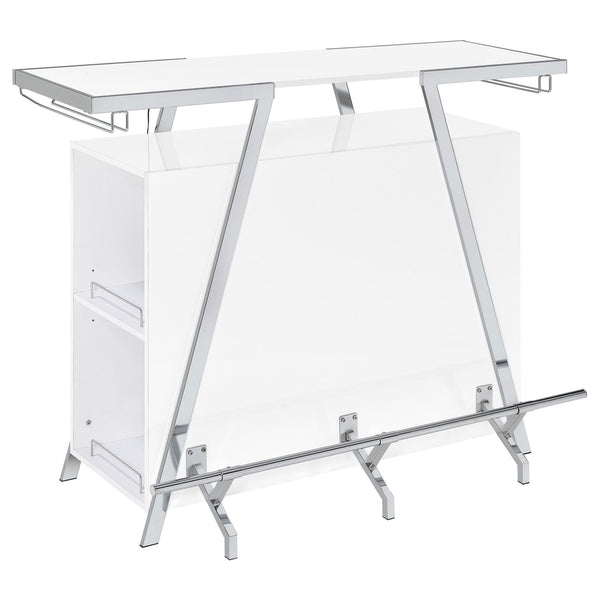 Araceli White High Gloss and Chrome Home Bar Wine Cabinet