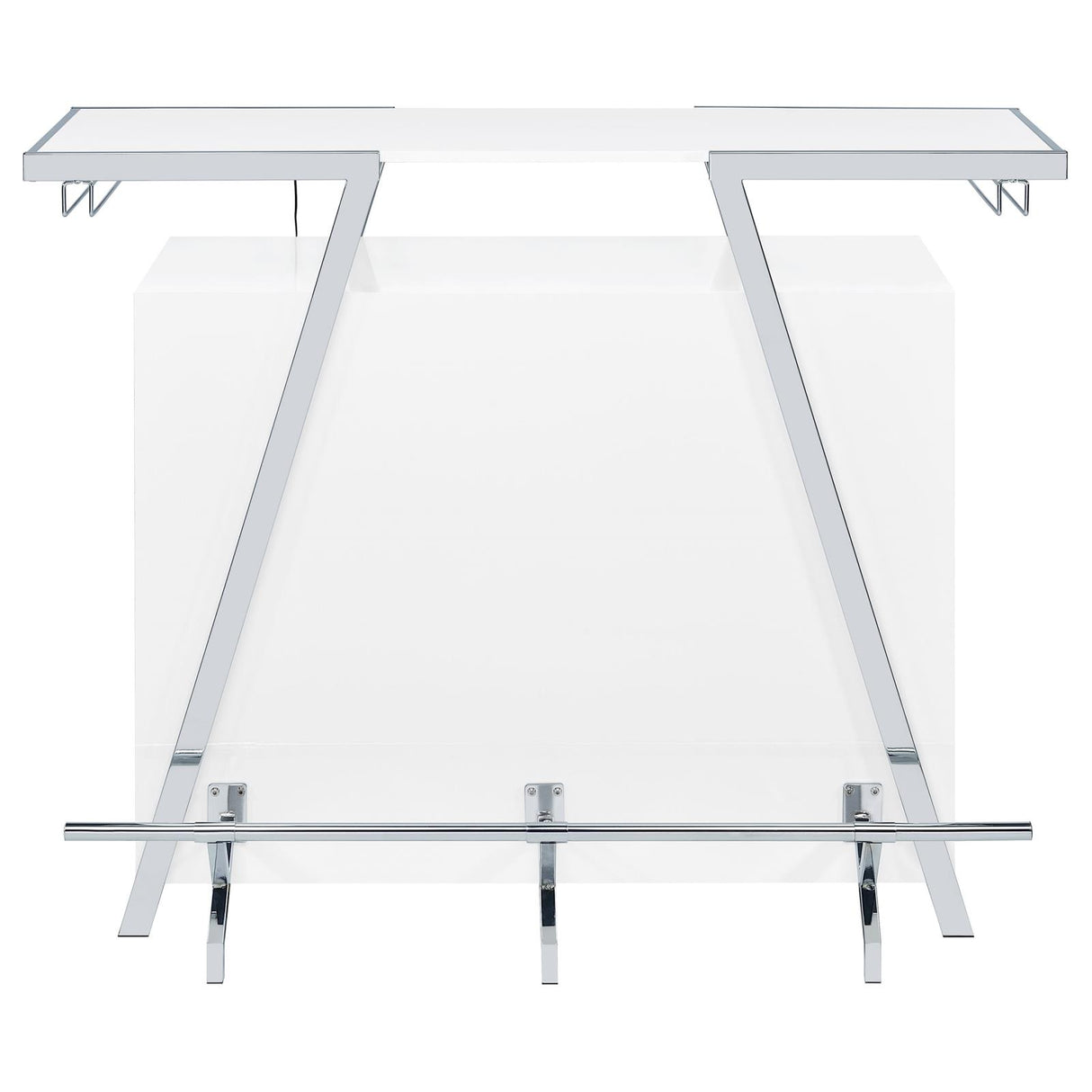 Araceli White High Gloss and Chrome Home Bar Wine Cabinet from Coaster - Luna Furniture
