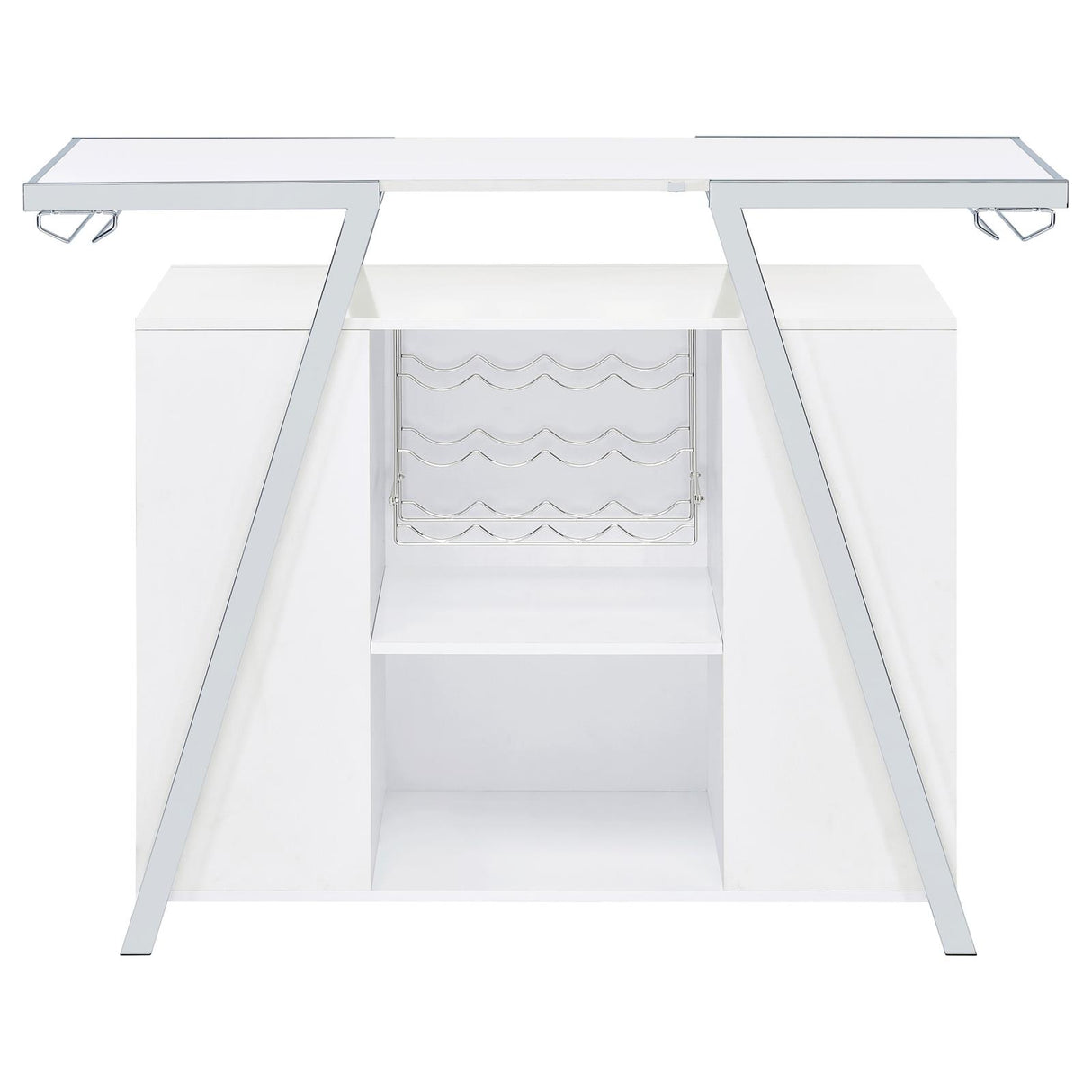 Araceli White High Gloss and Chrome Home Bar Wine Cabinet from Coaster - Luna Furniture