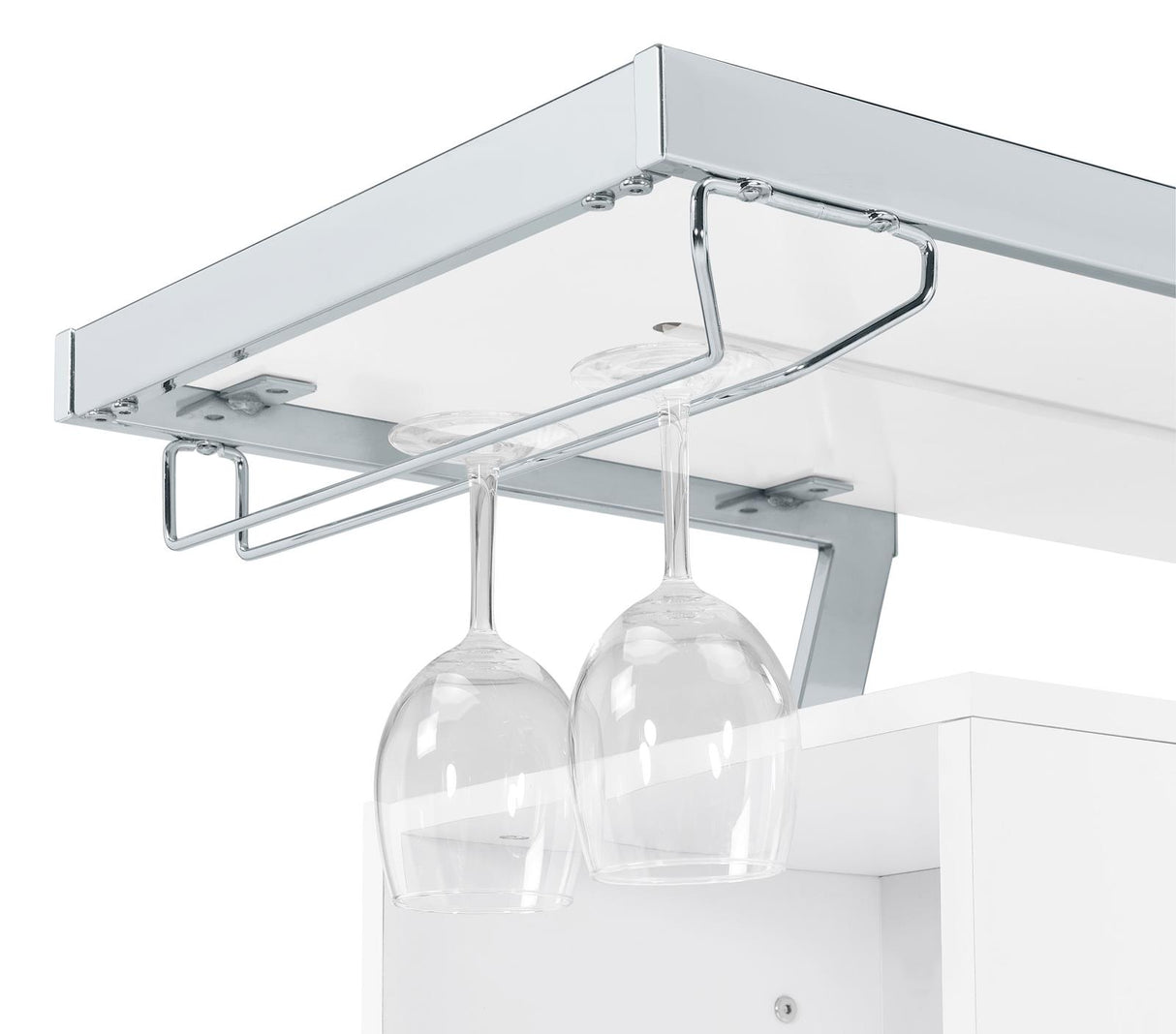 Araceli White High Gloss and Chrome Home Bar Wine Cabinet from Coaster - Luna Furniture