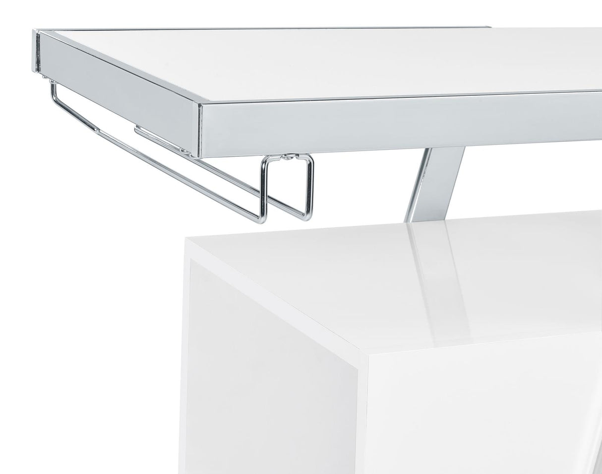 Araceli White High Gloss and Chrome Home Bar Wine Cabinet from Coaster - Luna Furniture