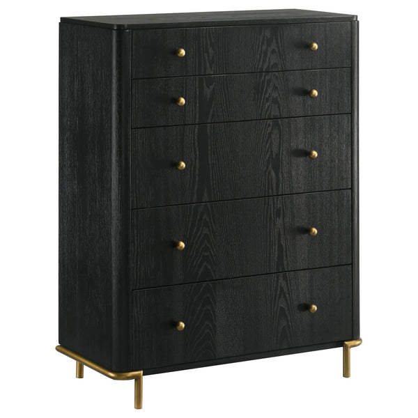 Arini Black 5-Drawer Bedroom Chest