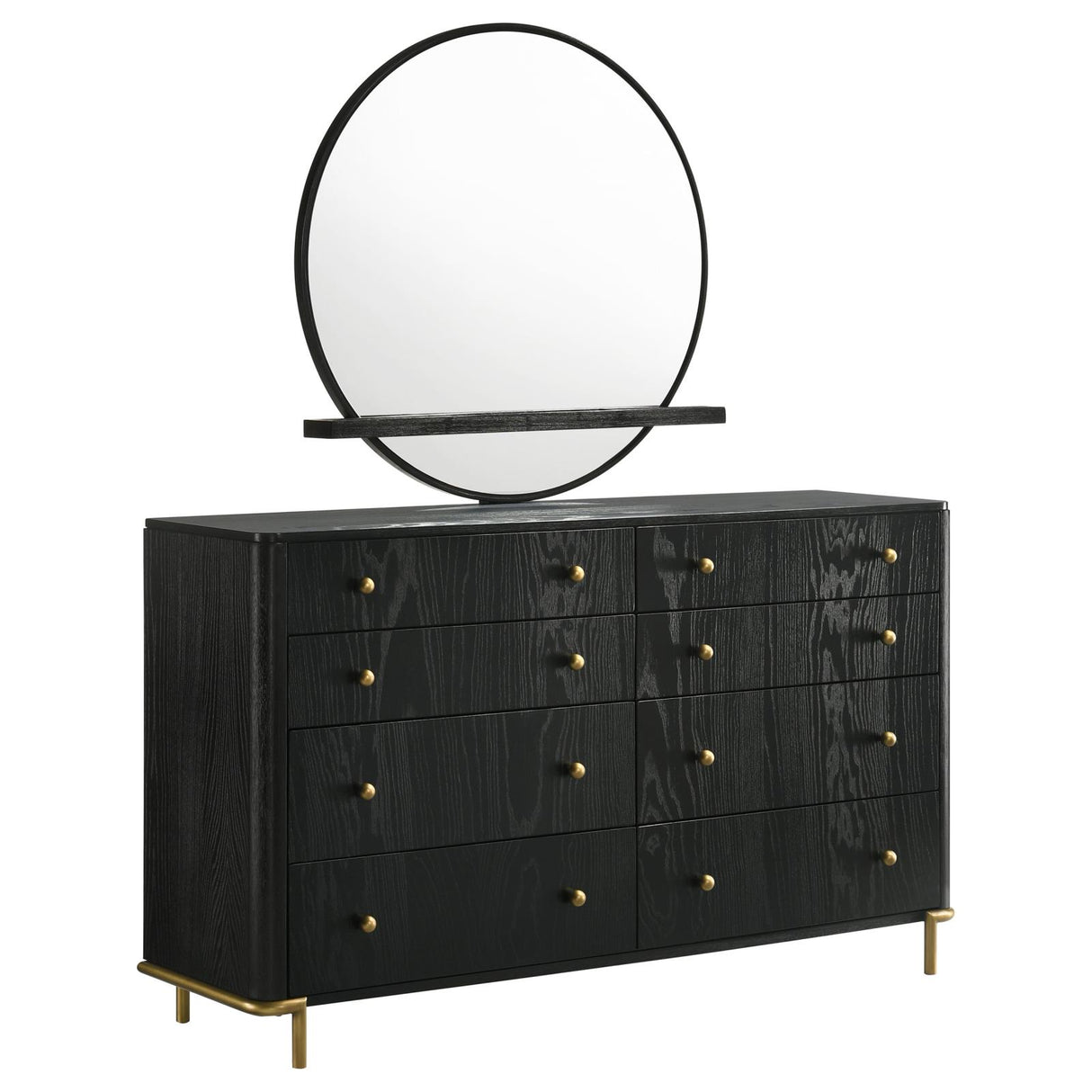 Arini Black 8-Drawer Bedroom Dresser with Mirror from Coaster - Luna Furniture